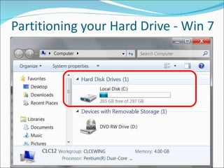 Partitioning your Hard Drive - Win 7 