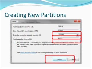Creating New Partitions 