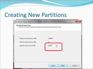 Creating New Partitions 