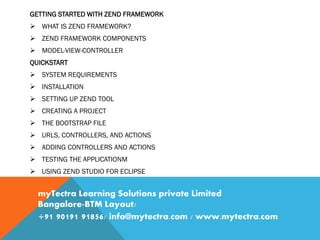 Zend Framework training in Bangalore From myTectra | PDF