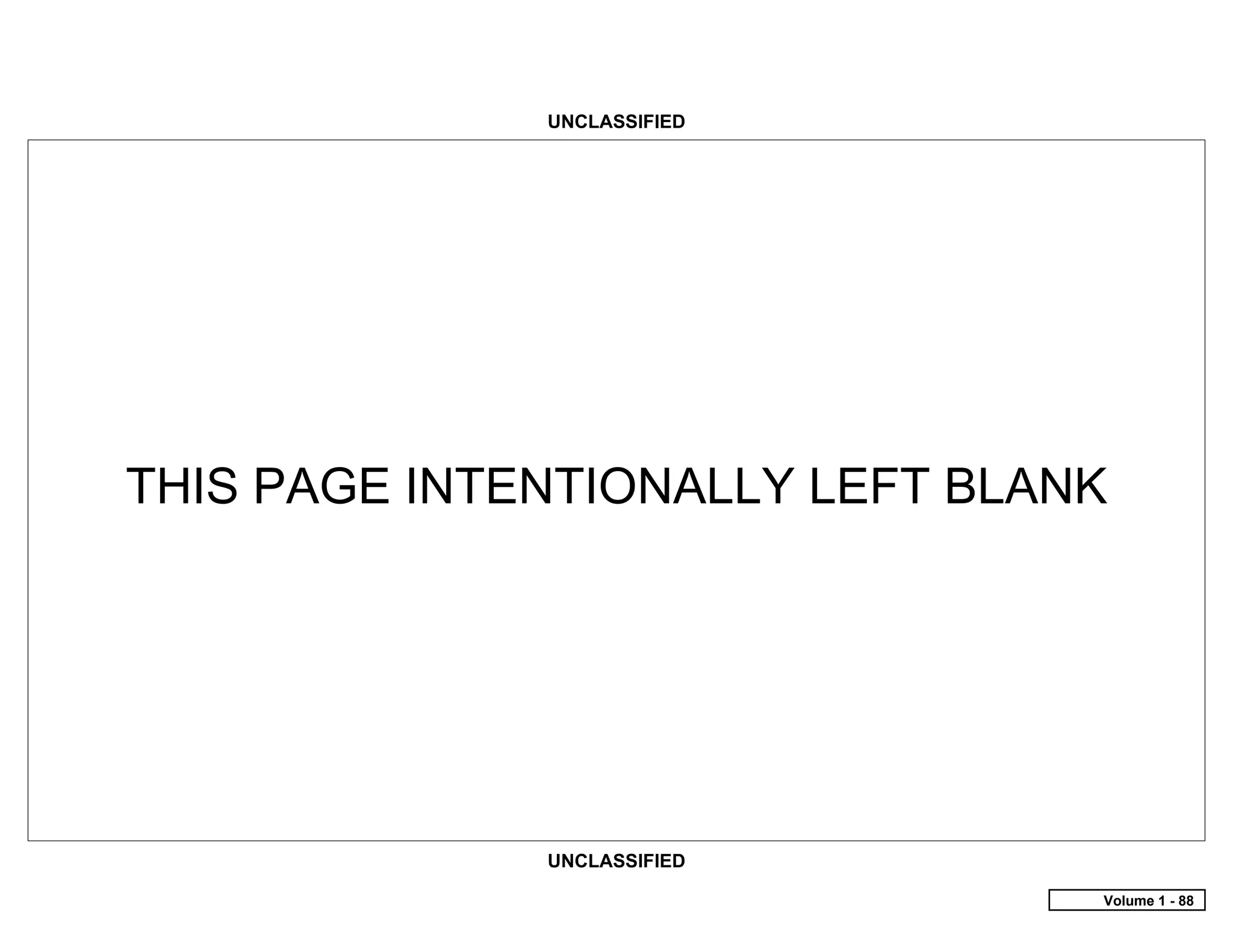 UNCLASSIFIED




THIS PAGE INTENTIONALLY LEFT BLANK




              UNCLASSIFIED

                                 Volume 1 - 88
 