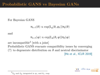 Bayesian synthetic likelihood
Approach contemporary (?) of ABC where distribution of
summary statistic s(·) replaced with parametric family, e.g.
g(s|ϑ) = ϕ(s; µ(ϑ), Σ(ϑ))
when ϑ [true] parameter value behind data
Normal parameters µ(ϑ), Σ(ϑ)) unknown in closed form and
evaluated by simulation, based on Monte Carlo sample of
zi ∼ f(z|ϑ)
Outcome used as substitute in posterior updating
[Wood, 2010; Drovandi  al., 2015; Price  al., 2018]
 