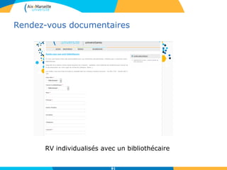 Rendez-vous documentaires
81
RV individualisés avec un bibliothécaire
 
