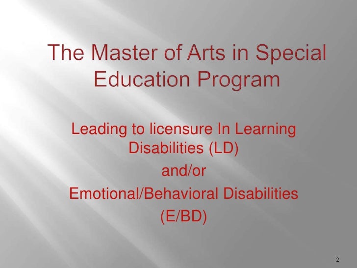 Master of arts in special education