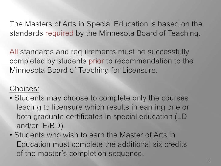 Master of arts in special education