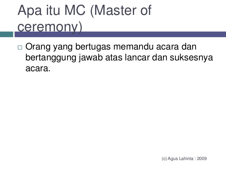 Master Of Ceremony