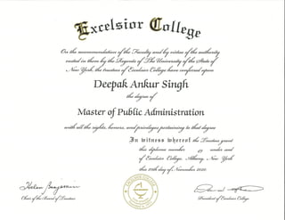 Master of Public Administration Excelsior College Deepak Danny Singh