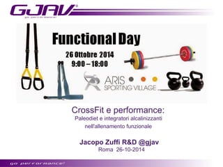 CrossFit e performance: 
Paleodiet e integratori alcalinizzanti 
nell'allenamento funzionale 
Jacopo Zuffi R&D @gjav 
Roma 26-10-2014 
 