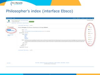 Philosopher’s index (interface Ebsco)
45
 