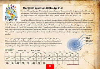  
Menjahit Kawasan Delta Api KLU
Kawasan Delta Api dianggap bisa menjawab bias pembangunan dan meminimalisir dampak perubahan iklim dan
kebencanaan. Model inipun terintegrsi dan terinternalisasi dalam agenda sukma++
dan terjahit oleh 8 simpul yang terdiri
dari Simpul Lombok, Bali, Sumbawa, Sumba, Flores-Lembata, Timor, Maluku dan Maluku Utara.
Untuk Simpul Lombok, formula ini telah diawali dan dapat dipaparkan oleh Lembaga Musyawarah Nelayan Lombok
Utara (LMNLU) yang menjadi salah satu anggota sub simpul ini dikawal bersama dengan para pemimpin muda yang mewakili setiap Desa Delta
Api (Medana, Gili Indah dan Gondang). Ini berrti pula bahwa Delta API KLU akn menjadi satu kesatuan elemen bagi penyusun kekuatan Simpul
Lombok, khususny di wilayah hilir (pesisir dan pulau mikro). Pada gilirnnya hasil ini akan dilengkapi oleh konsep pengelolaan nilai alam dan
ruang hidup di wilayah daratan dan hulu (adat, hutand dan gunung). Delta Api KLU diharapkan juga dapat direplikasi dan dijahit ke suluruh
Pulau Lombok. Mengelilingi Pusat Epicentrum dan Poros Energi, sang ‘Daya’ Gunung Rinjani, pada bagian terpinggir atu terdepan dari arah
samudra.
Saat ini Delta Api tengah di replikasi di Maluku Utara, Dompu, Sumba, dan Bali. Pada
akhirnya, ketika Delta Api berhasil di Scale up dan replikasi ke seluruh simpul Sunda Kecil-
Maluku, maka pada tahun 2019 bakal muncul 5000 pemimpin muda yang siap menghadapi
bias pembangunan dan perubahan iklim dan hegemoni global yang meninabobokan.
36
 