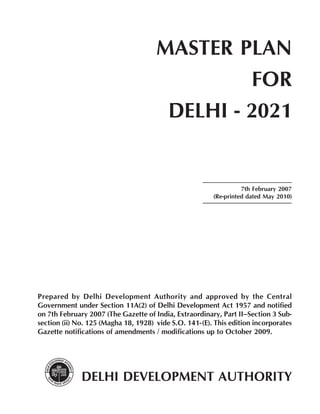 Master Plan 2021 for Delhi | PDF