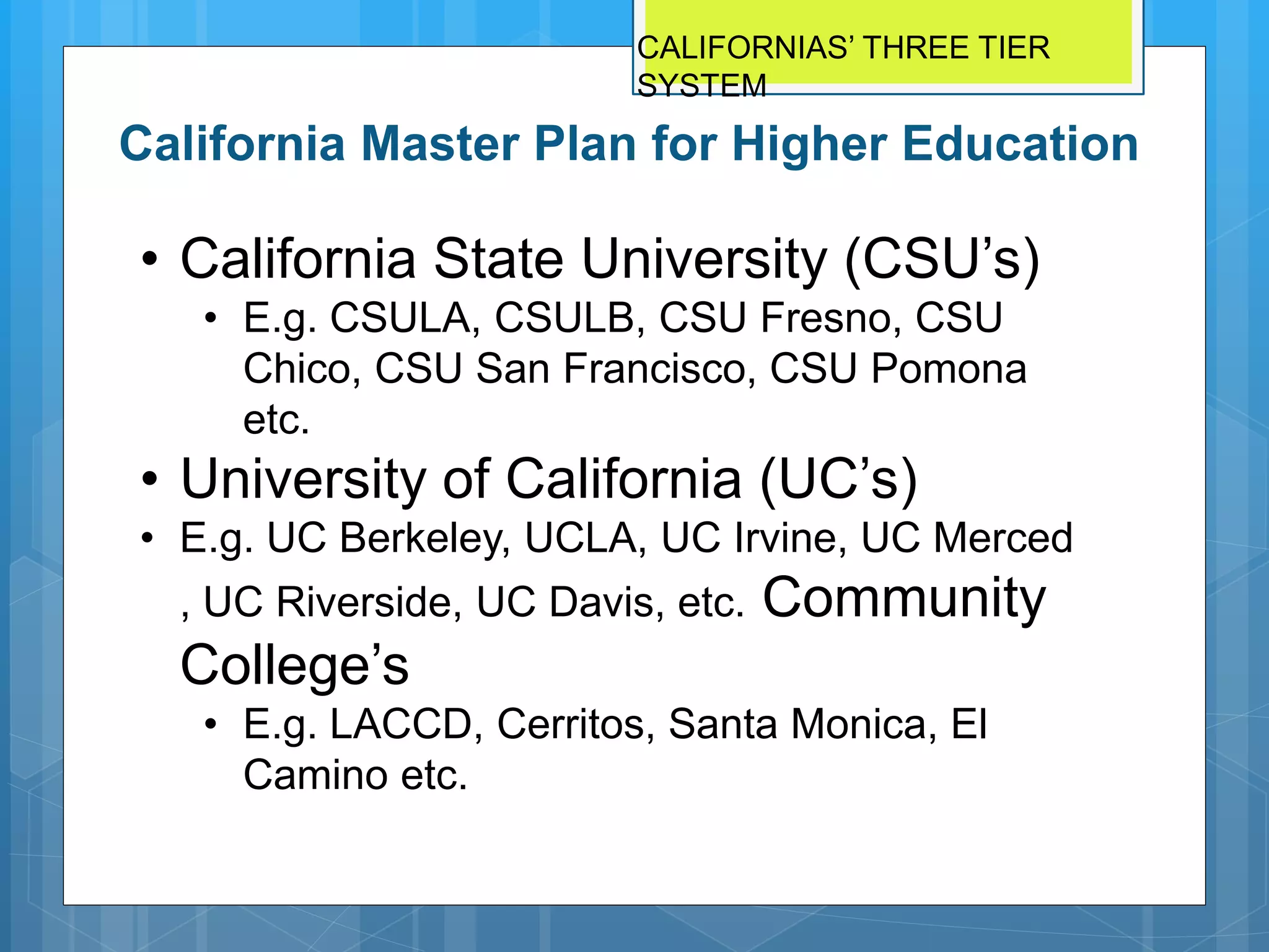The Master Plan For Higher Education PPTX