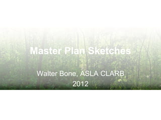 Master Plan Sketches

 Walter Bone, ASLA CLARB
           2012
 
