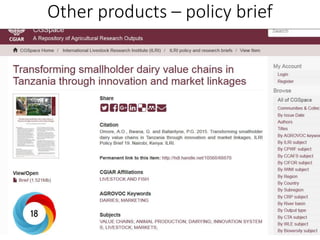 Other products – policy brief
 