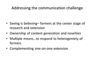 Addressing the communication challenge
 