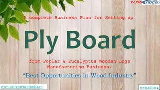 www.entrepreneurindia.co www.niir.org
Y-1740
from Poplar & Eucalyptus Wooden Logs
Manufacturing Business.
A complete Business Plan for Setting up
 