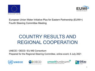 1
COUNTRY RESULTS AND
REGIONAL COOPERATION
European Union Water Initiative Plus for Eastern Partnership (EUWI+)
Fourth Steering Committee Meeting
UNECE / OECD / EU MS Consortium
Prepared for the Regional Steering Committee, online event, 6 July 2021
 