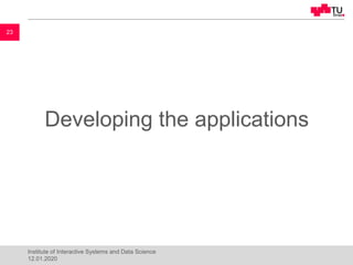Developing the applications
23
Institute of Interactive Systems and Data Science
12.01.2020
 