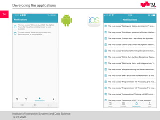 Developing the applications
34
Institute of Interactive Systems and Data Science
12.01.2020
 