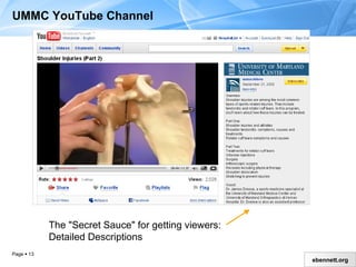 UMMC YouTube Channel The "Secret Sauce" for getting viewers: Detailed Descriptions 