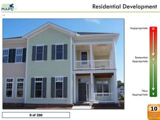Residential Development
34



                                     Inappropriate   0
     Townhouse
     0   0
     1   1
     2   2
     3   3
     4   4
     5   5                             Somewhat
     6   6
                                      Appropriate    4
     7   7
     8   8
     9   9




                                            Very
                                      Appropriate    9


                                                     10
             0 of 200
 