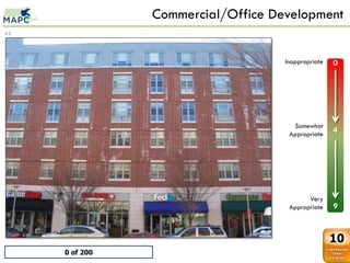 Commercial/Office Development
42



                                             Inappropriate   0
         Station Landing
     0    0
     1    1
     2    2
     3    3
     4    4
     5    5                                    Somewhat
     6    6
                                              Appropriate    4
     7    7
     8    8
     9    9




                                                    Very
                                              Appropriate    9


                                                             10
              0 of 200
 