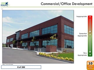 Commercial/Office Development
46



                                                          Inappropriate   0
                       Brick Office
             0         0
             1         1
             2         2
             3         3
             4         4
             5         5                                    Somewhat
             6         6
                                                           Appropriate    4
             7         7
             8         8
             9         9




                                                                 Very
                                                           Appropriate    9


 http://www.lvvi.com                                                      10
                           0 of 200
 