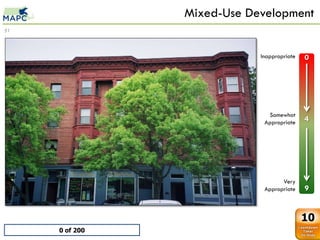Mixed-Use Development
51



                                      Inappropriate   0
             Brick MU 2
     0   0
     1   1
     2   2
     3   3
     4   4
     5   5                              Somewhat
     6   6
                                       Appropriate    4
     7   7
     8   8
     9   9




                                             Very
                                       Appropriate    9


                                                      10
             0 of 200
 