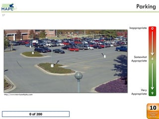 Parking
57



                                       Inappropriate   0
                           Parking 1
             0         0
             1         1
             2         2
             3         3
             4         4
             5         5                 Somewhat
             6         6
                                        Appropriate    4
             7         7
             8         8
             9         9




                                              Very
 http://www.morrisonshipley.com         Appropriate    9


                                                       10
                           0 of 200
 