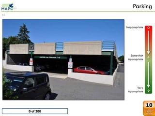 Parking
62



                        Inappropriate   0

     0   0



     200 Boston Deck
     1   1
     2   2
     3   3
     4   4
     5   5                Somewhat
     6   6
                         Appropriate    4
     7   7
     8   8
     9   9




                               Very
                         Appropriate    9


                                        10
             0 of 200
 