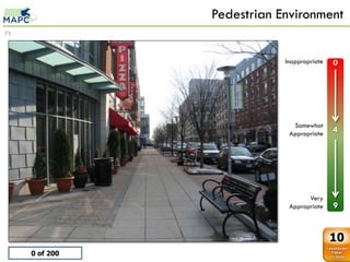 Pedestrian Environment
75



                                         Inappropriate   0

      0
           Station Landing
           0
      1    1
      2    2
      3    3
      4    4
      5    5                               Somewhat
      6    6
                                          Appropriate    4
      7    7
      8    8
      9    9




                                                Very
                                          Appropriate    9


                                                         10
     0 of 200
 