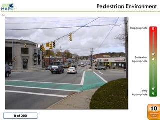 Pedestrian Environment
86



                                         Inappropriate   0

      0
           Red brick cross
           0
      1    1
      2    2
      3    3
      4    4
      5    5                               Somewhat
      6    6
                                          Appropriate    4
      7    7
      8    8
      9    9




                                                Very
                                          Appropriate    9


                                                         10
     0 of 200
 