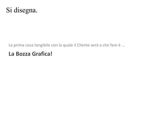 Si disegna.
La prima cosa tangibile con la quale il Cliente avrà a che fare è …
La Bozza Grafica!
 