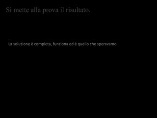 Si mette alla prova il risultato.
La soluzione è completa, funziona ed è quello che speravamo.
 