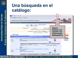 Una búsqueda en el catálogo: Zotero detecta una carpeta con información bibliográfica 