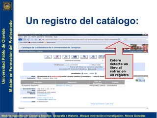 Un registro del catálogo: Zotero detecta un libro al entrar en un registro 
