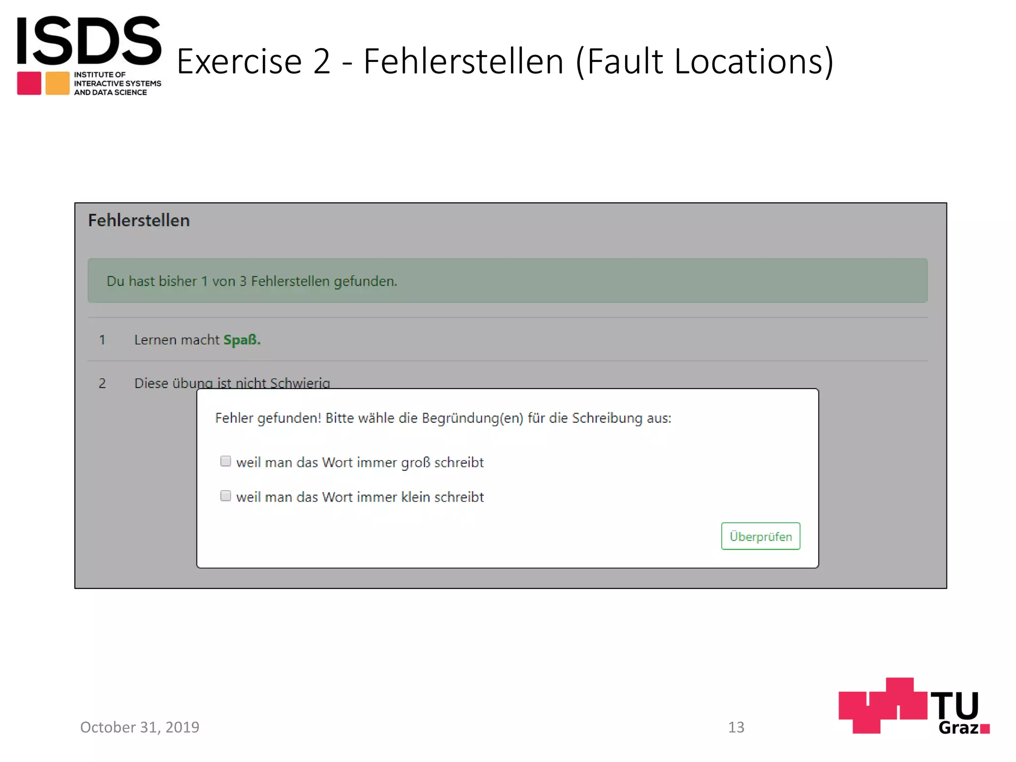Exercise 2 - Fehlerstellen (Fault Locations)
October 31, 2019 13
 