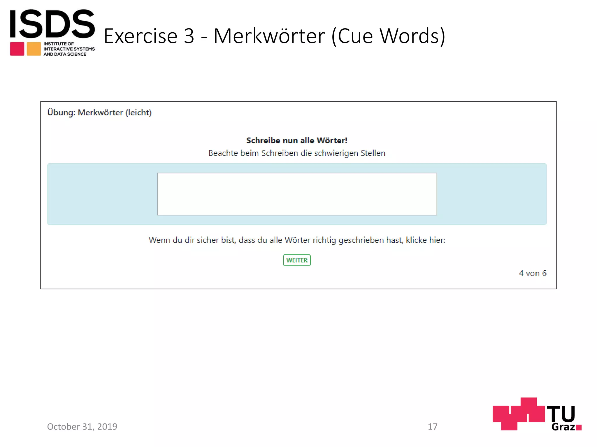 Exercise 3 - Merkwörter (Cue Words)
October 31, 2019 17
 