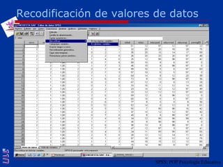 Recodificación de valores de datos SPSS: POP Psicología Educativa