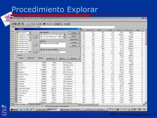 Procedimiento ExplorarSPSS: POP Psicología Educativa