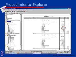 Procedimiento ExplorarSPSS: POP Psicología Educativa