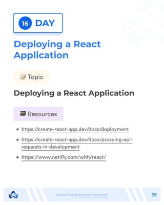 Master React in 20 Days !.pdf used for react | PDF