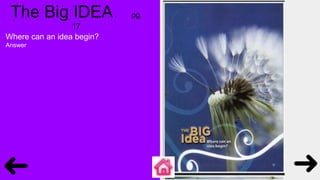 The Big IDEA pg.
17
Where can an idea begin?
Where can an idea begin?
Answer
 