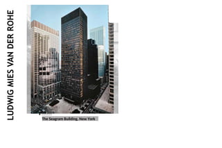 giilii
«« :::::: •»«
<«.
sissi :!
S !
■■
■■■> ....
................
li mi mi mi mi mi mi mi
II mi nil mi mi mi.....in
.............. ""
' '!!!!'
■
......................
|SsBSsa§
H mm mi
Hi'zCm !!!!!!!
!!!!!!! !!
•'!!!!!!!!
The Seagram Building, New York
 