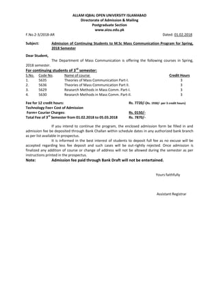 AIOU : B.ED , M.ED AND MA EDUCATION PROGRAM | PDF