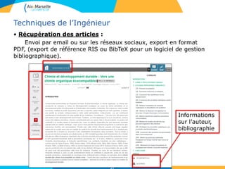 Le service « Actualité » est un espace d'informations thématiques
sous la forme d'articles de presse : ex. Environnement
Techniques de l’Ingénieur
 