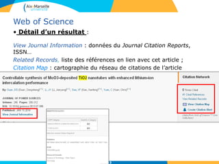 5353
SciFinder
• SciFinder Web/Chemical Abstract Service (CAS)
Le (CAS) indexe la littérature chimique depuis 1907.
Champs couverts par Scifinder Scholar/ Chemical Abstracts :
 Chimie inorganique et organique, chimie physique, ingénierie et chimie
appliquée, génie chimique, biochimie qui représente à elle seule 34% des
notices bibliographiques.
 Références bibliographiques : 62% d’articles de journéux, le reste étant
composé de brevets et communications aux congrès.
Libguide BU AMU Scifinder : http://bu.univ-amu.libguides.com/content.php?pid=584968&sid=4820874
53
 