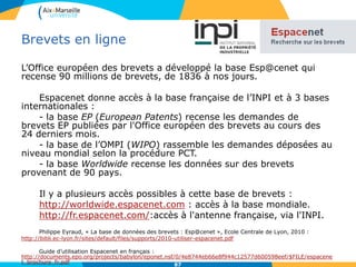 Brevets en ligne
Détail d’un résultat : accès au document original
87
 