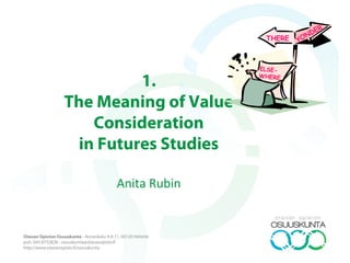 THERE

1.
The Meaning of Value
Consideration
in Futures Studies
Anita Rubin

ELSEWHERE

E
ND
YO

R

 