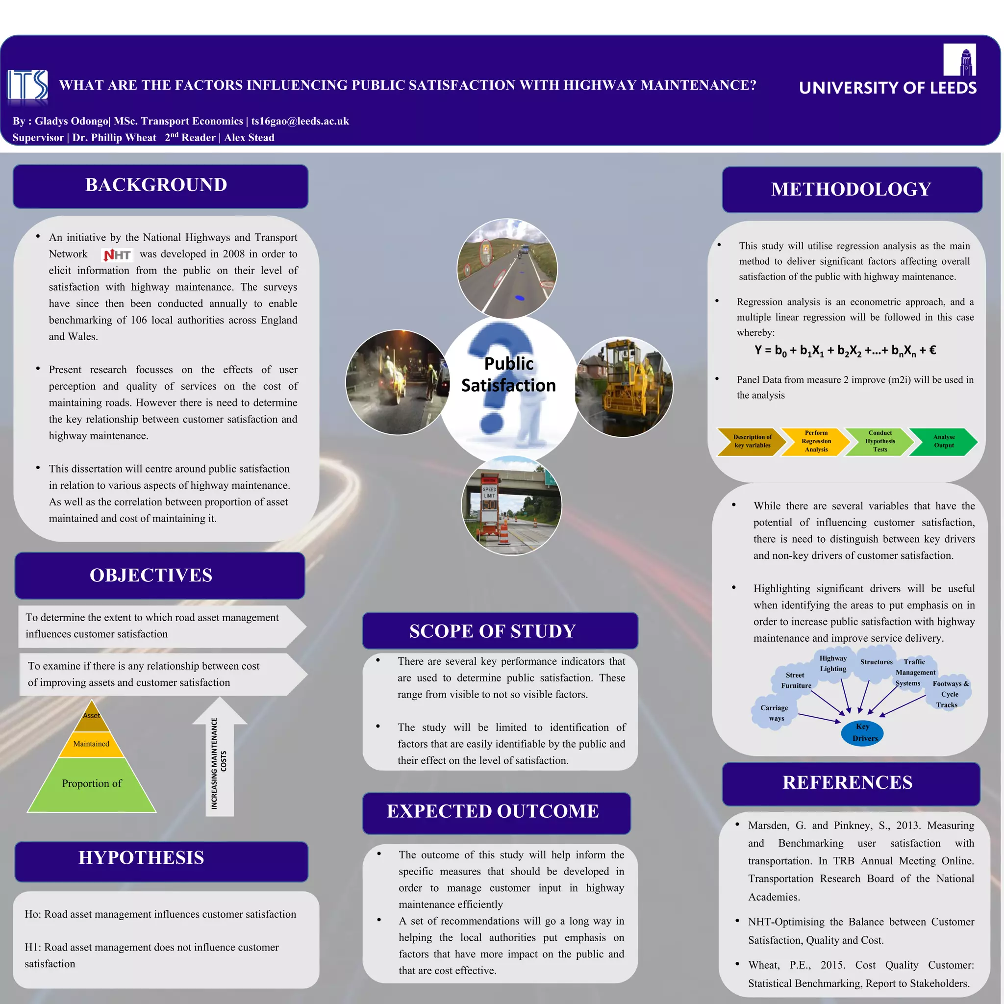 Justification
Reason for study
 Past sport transport studies undertaken
focus on tourism, long distance travel,
high profile sport and mega events
 Past Studies have lacked depth (e.g. small
sample sizes
 Lower league football travel can impose
significant local externalities in the form
of traffic, parking and emissions
Why GTFC?
 Moving to a new stadium which allows
people to re-assess current travel behavior
 Similar average attendance to average for
League 1 and League 2 2015/16 . (5,240
compared to 6,022)
 GTFC have only recently returned to
League 2 so therefore are not accounted
for in recent studies
Literature Review
Car has a larger model share for lower
league football travel than top level
football travel
Traffic is the largest externality imposed
by football matches
Walking is more popular in lower
league football
Travel related issues the largest barrier
to watching high level football (is this
similar in the lower leagues)
Moving stadiums represents a significant
external shock which can help to break
habitual travel behaviour
Studies have found that this shock can be
exploited to expose people to new modes
if the correct initiatives are put in place
Methodology
Data will be collected by online
questionnaires which will include
questions on the following topics:
How people currently travel to lower
league football matches
The reasons and motivations behind how
people travel and their willingness to
change the way they travel
What people perceive as the potential
barriers to traveling by different modes
Peoples current arrival time to a football
match and their desired arrival time
Activities undertaken at the football
stadium and what effect this has on
arrival time and mode choice
The survey will appear on the unofficial
supporters online forum. Online surveys
have been used to collect as many
responses as possible in comparison to
focus groups / interviews. Questions will
be relatively simple and will not need
detailed responses to minimise bias.
Next Steps
Creating and trialing an online
questionnaire
Contacting the relevant organisations (the
club, supporters trust) to gain population
data and help distributing the survey
Grimsby’s New Stadium
 Capacity to increase by 5,000 from
around 9,000 to 14,000
 Development to include Ice Rink,
housing, transport hub, community
facilities, restaurants and car park
 More central location which could
affect the way people travel
Key References
The Campaign for Better Transport . 2013. Door
to turnstile - improving travel choices for football
fans.
Ajzen, I 1991. The Theory of Planned Behaviour.
Organizational Behavoir and Human Decision
Proccesses 50 pp 179-211.
Jack Waller, MSC Transport Planning (ts16jlw@leeds.ac.uk) Supervisor – Bryan Matthews
17
20
41
31
0 10 20 30 40 50 60 70
League 1
League 2
Lower league car usage
Single occupant % Car sharing %
Aims
Discover how people are travelling to
lower league Football
Discern whether lower league football
travel needs to be made more sustainable
and if people are willing and able to
change their transportation mode and
behaviour
Use results to suggest how interventions
that could make football more sustainable
Study if location of a stadium affects
transport mode
 